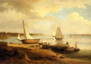 View on the Delaware by Thomas Birch - hand-painted oil reproduction