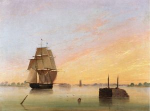 View on the Delaware b by Thomas Birch - hand-painted oil reproduction