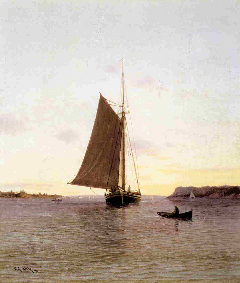 View on the Hudson River by Francis Silva - hand-painted oil reproduction