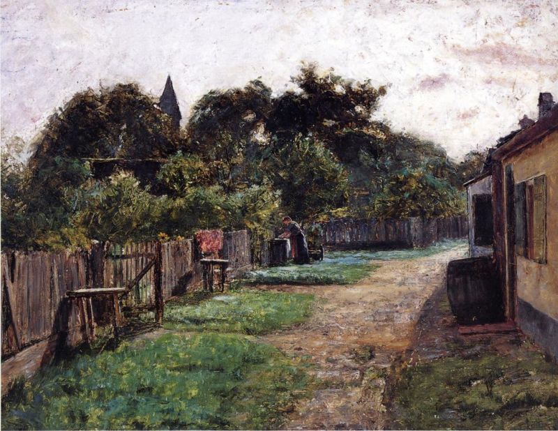 Village Scene by Theodore Clement Steele - hand-painted oil reproduction