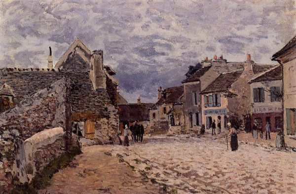 Village Street - Grey Weather by Alfred Sisley