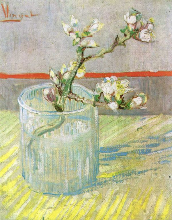 Blossoming Almond Branch in a Glass by Vincent Van Gogh