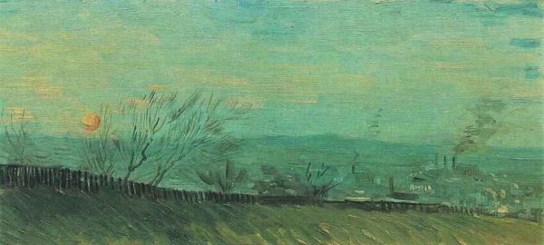 Factories Seen from a Hillside in Moonlight by Vincent Van Gogh