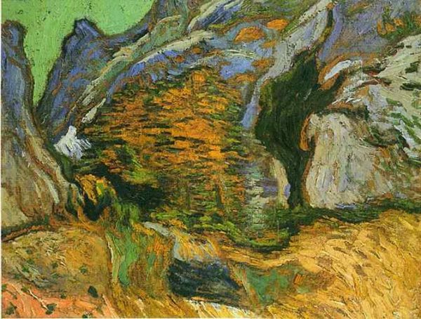 Les Peiroulets Ravine Yellow by Vincent Van Gogh
