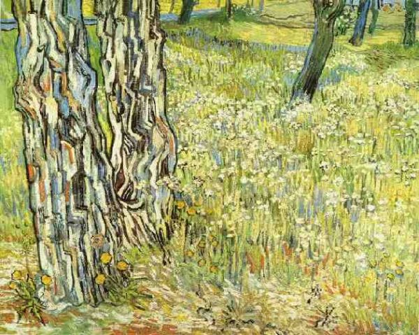 Pine Trees and Dandelions in the Garden of Saint-Paul Hospital by Vincent Van Gogh