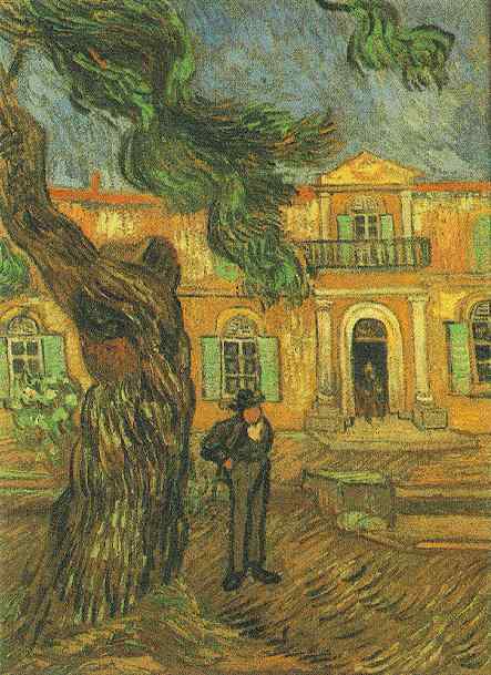 Pine Trees with Figure in the Garden of Saint Paul Hospital