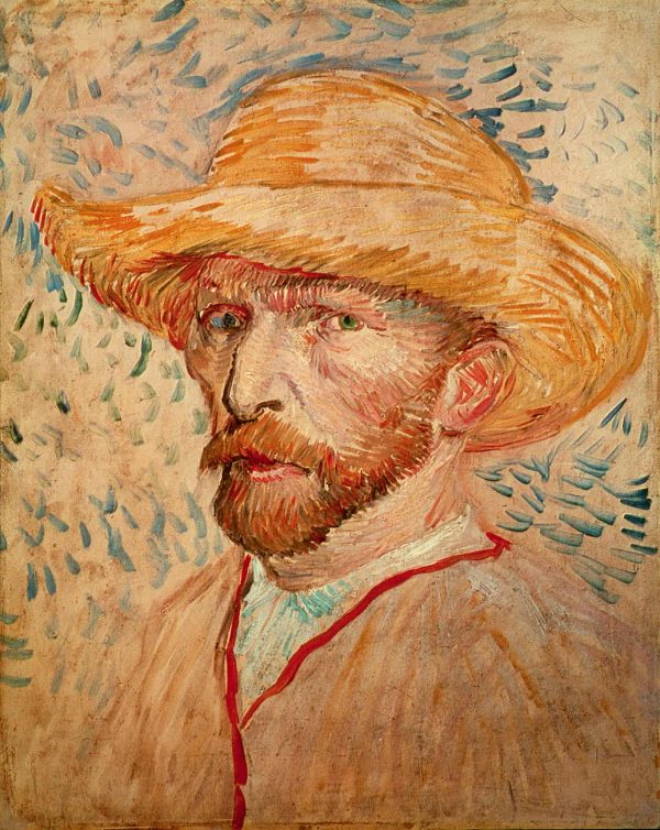 Self Portrait with a Straw Hat by Vincent Van Gogh