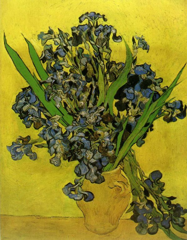 Still Life Vase with Irises Against a Yellow Background by Vincent Van Gogh