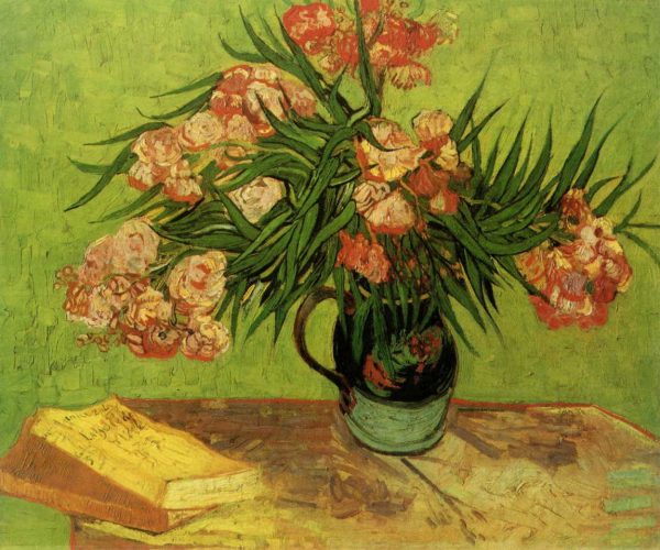 Still Life Vase with Oleanders and Books by Vincent Van Gogh