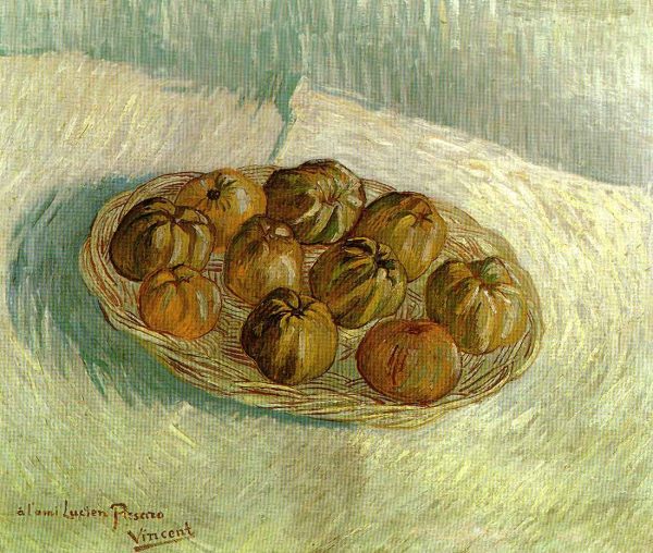 Still Life with Basket of Apples Lucien Pissarro by Vincent Van Gogh