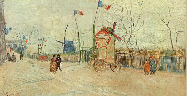 Street Scene in Montmartre Le Moulin a Poivre by Vincent Van Gogh