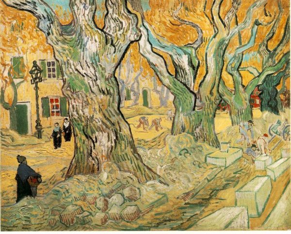 The Road Menders Yellow by Vincent Van Gogh