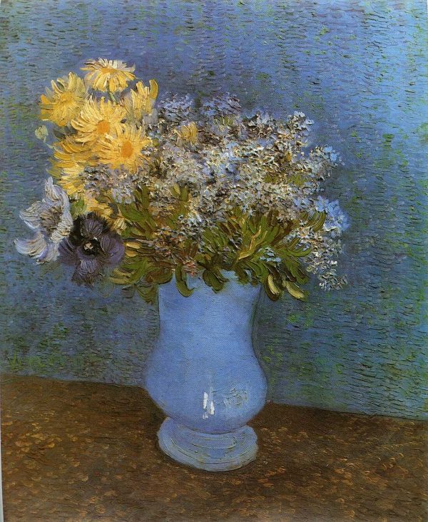 Vase with Lilacs Daisies and Anemones by Vincent Van Gogh