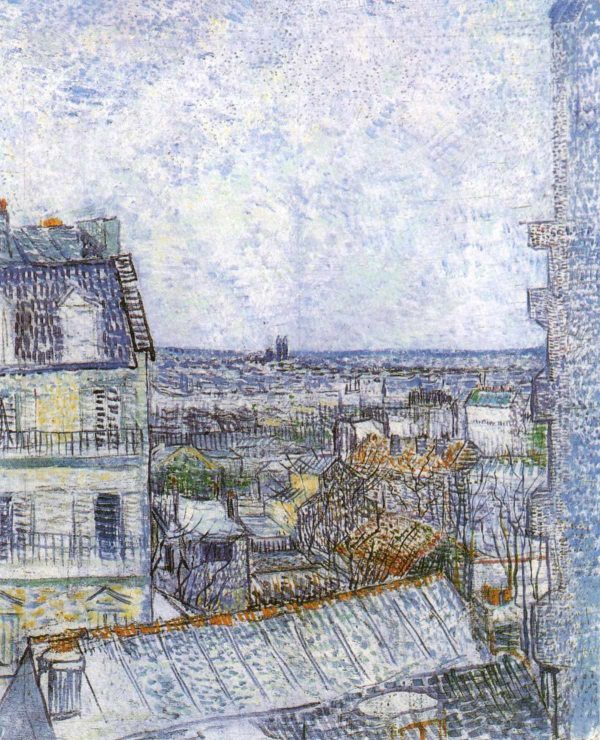 View of Paris from Vincents Room in the Rue Lepic Blue by Vincent Van Gogh