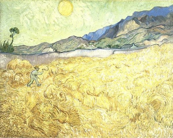 Wheat Fields with Reaper at Sunrise by Vincent Van Gogh