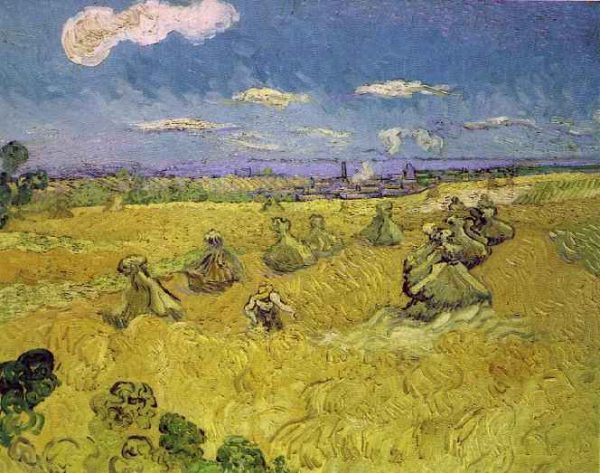 Wheat Stacks with Reaper by Vincent Van Gogh
