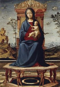 Virgin and Child Enthroned by Lorenzo Costa - hand-painted oil reproduction