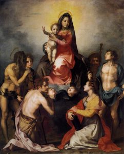 Virgin and Child in Glory with Six Saints by Andrea del Sarto - hand-painted oil reproduction