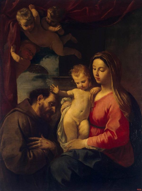 Virgin and Child with St Francis of Assisi by Simone Cantarini