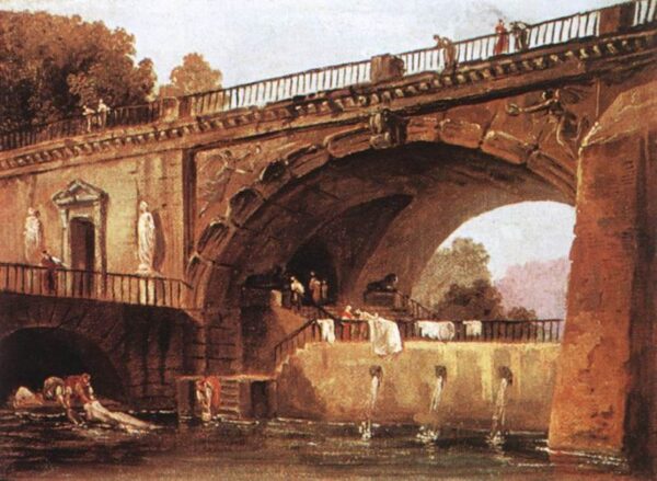 Washerwomen Below a Bridge by Hubert Robert