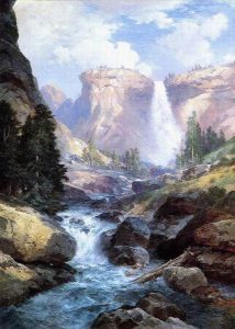 Waterfall in Yosemite by Thomas Moran - hand-painted oil reproduction