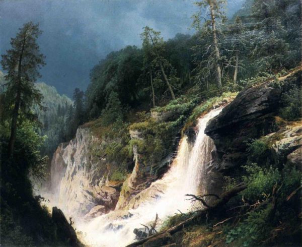 Western Waterfall by Hermann Ottomar Herzog