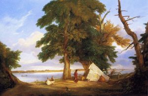 Winnebago Encampment by Seth Eastman - hand-painted oil reproduction