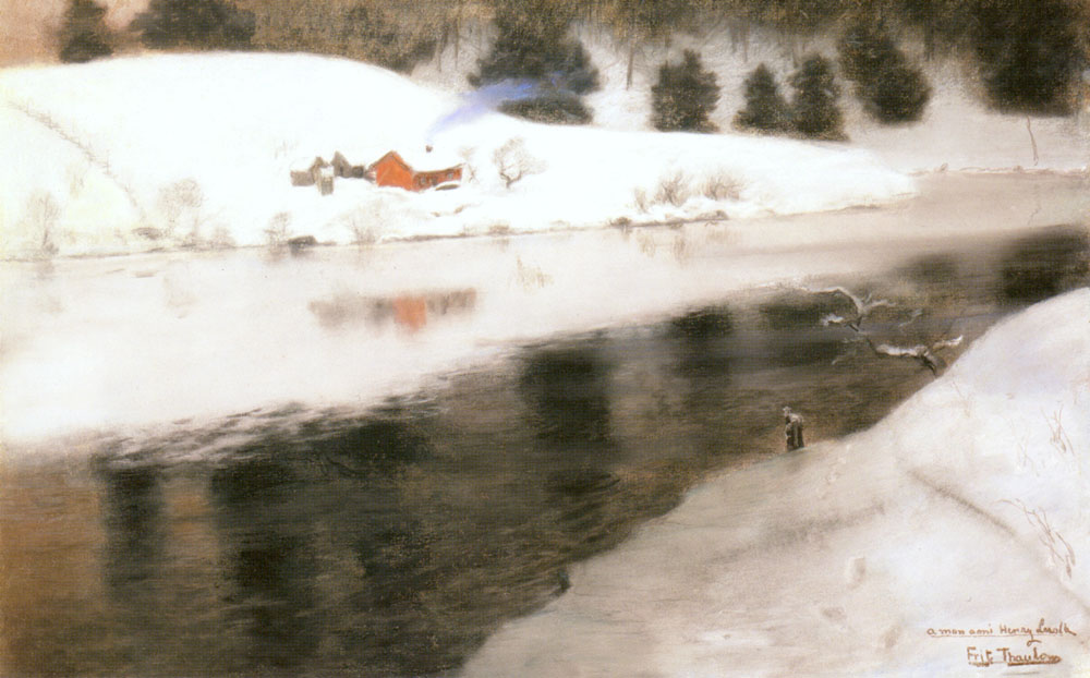 Winter at Simoa River by Fritz Thaulow - hand-painted oil reproduction