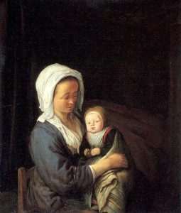 Woman Holding A Child In Her Lap by Adriaen van Ostade - hand-painted oil reproduction