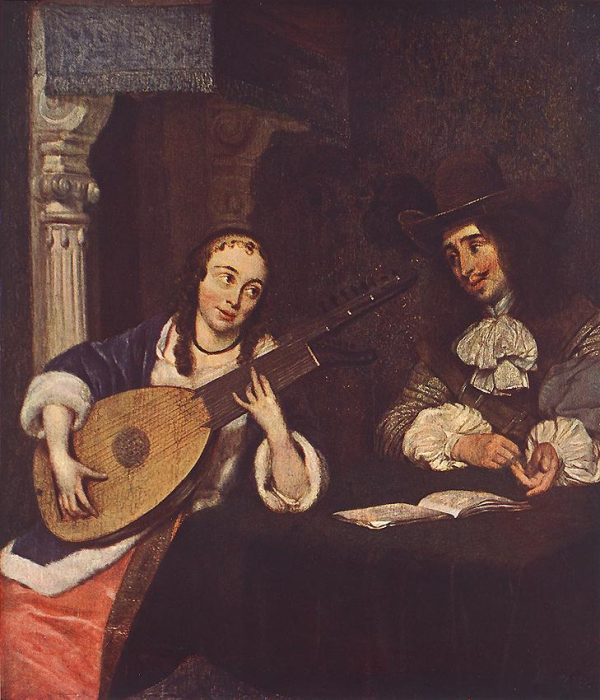 Woman Playing the Lute by Gerard ter Borch
