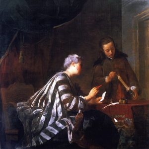 Woman Sealing a Letter by Jean-Baptiste-Simeon Chardin - hand-painted oil reproduction