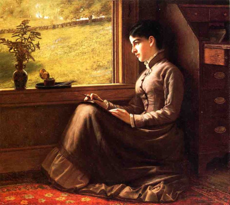 Woman Seated at Window by John G Brown - hand-painted oil reproduction