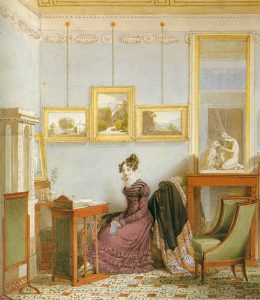 Woman at her Writing Desk by Johann Ender - hand-painted oil reproduction