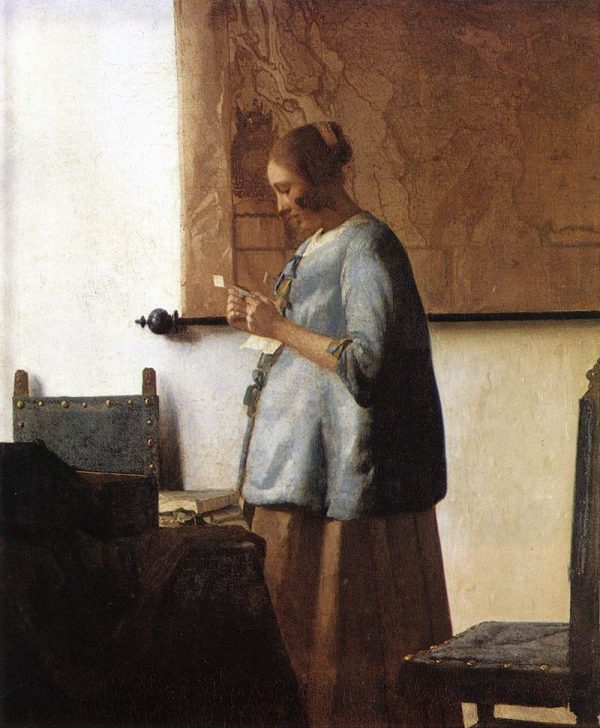 Woman in Blue Reading a Letter by Johannes Vermeer