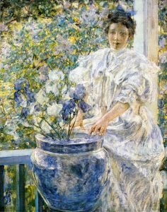Woman on a Porch with Flowers by Robert Reid - hand-painted oil reproduction