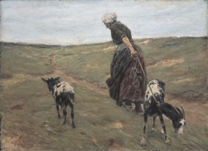 Woman with Goats in the Dunes by Max Liebermann - hand-painted oil reproduction