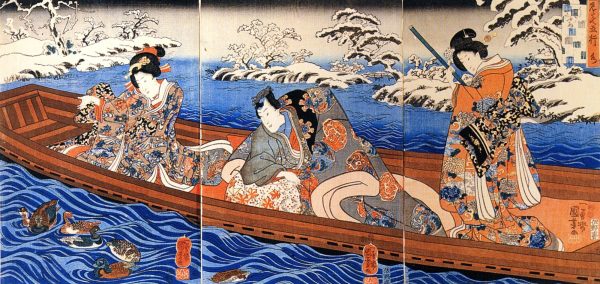 Women in a Boat by Utagawa Kuniyoshi