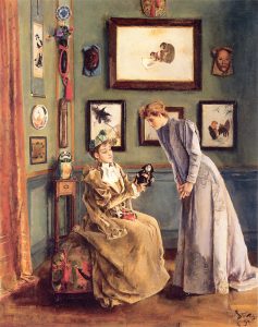 Women with Japanese Doll by Alfred Stevens - hand-painted oil reproduction
