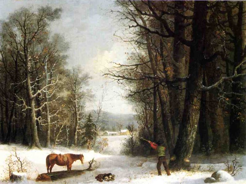 Woodsman in Winter by George Henry Durrie - hand-painted oil reproduction