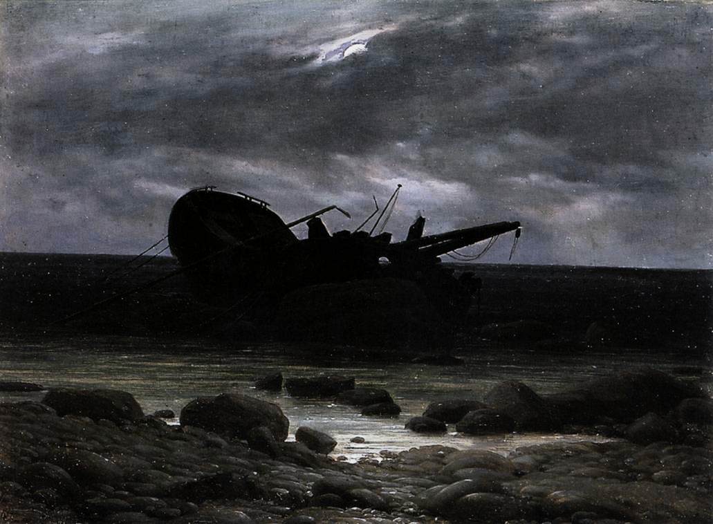 Wreck in the Moonlight by Caspar David Friedrich - hand-painted oil reproduction