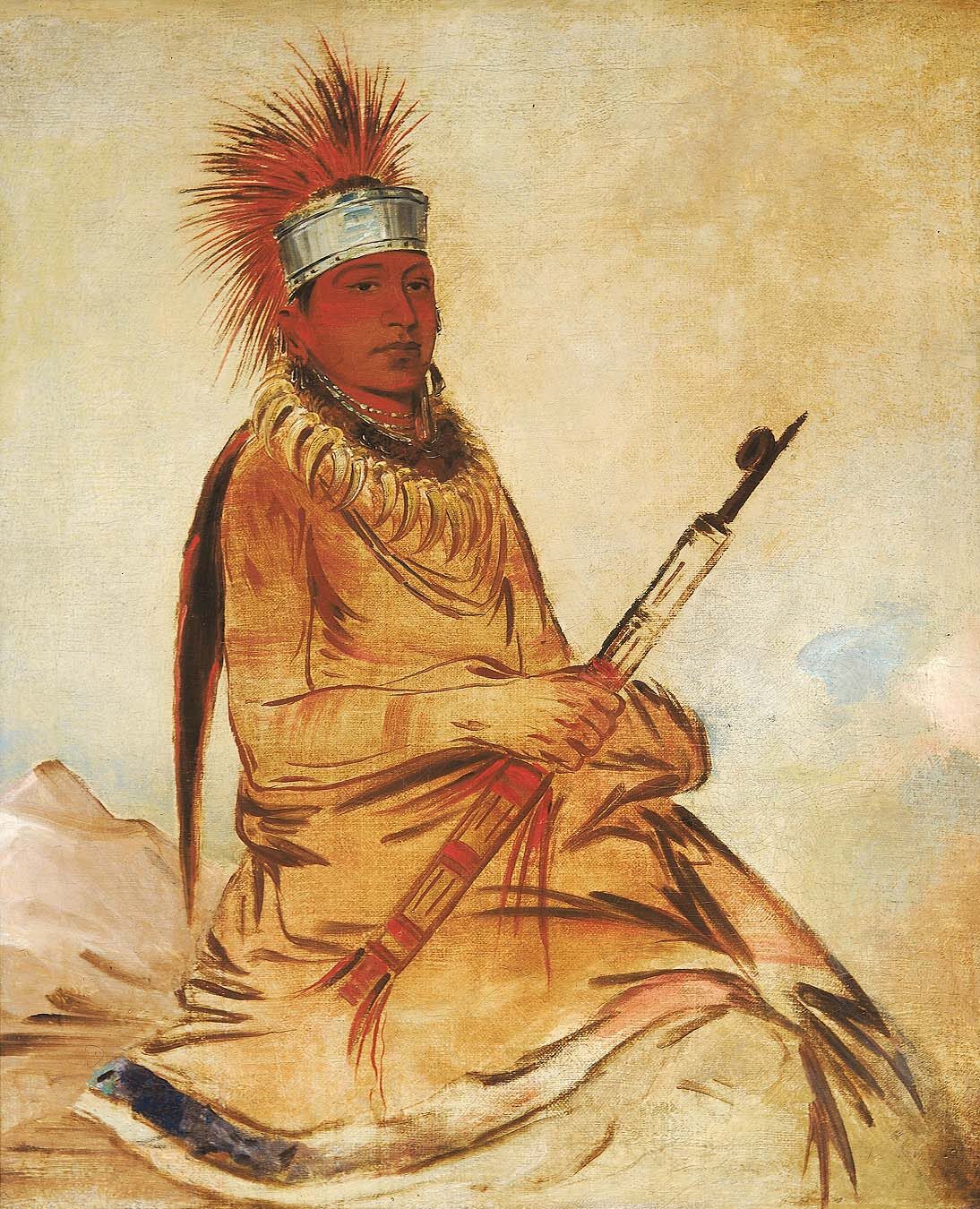 W'y ee yogh, Man of Sense, a Brave by George Catlin - hand-painted oil reproduction
