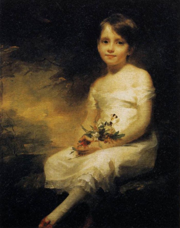 Young Girl Holding Flowers by Henry Raeburn - hand-painted oil reproduction