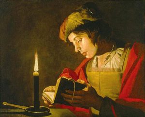 Young Man Reading by Candlelight by Matthias Stomer - hand-painted oil reproduction