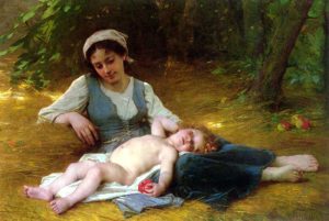 Young Mother and Sleeping Child by Leon Bazile Perrault - hand-painted oil reproduction