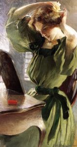 Young Woman Arranging Her Hair by John White Alexander - hand-painted oil reproduction