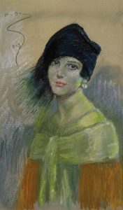 Young Woman in Black Hat by Alice Pike Barney - hand-painted oil reproduction