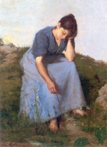 Young Woman in a Field by Jules Breton - hand-painted oil reproduction