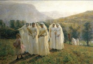 Young Women Going to a Procession by Jules Breton - hand-painted oil reproduction
