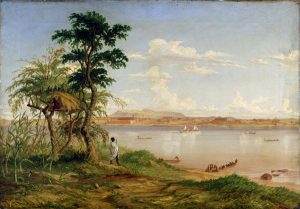 Town of Tete from the north shore of the Zambesi by Thomas Baines - hand-painted oil reproduction