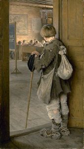 At School Doors by Nikolay Bogdanov-Belsky - hand-painted oil reproduction